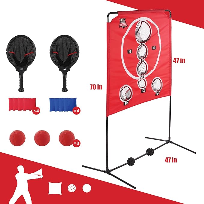 Portable Cornhole Set, 5-in-1 Games for Adults & Family, Bean Bag Toss with 8 Bags, 2 Paddles, 3 Balls, Steel Frame & Bag – Lawn Yard Games for Indoor Outdoor, Backyard, Beach, Camping, Party