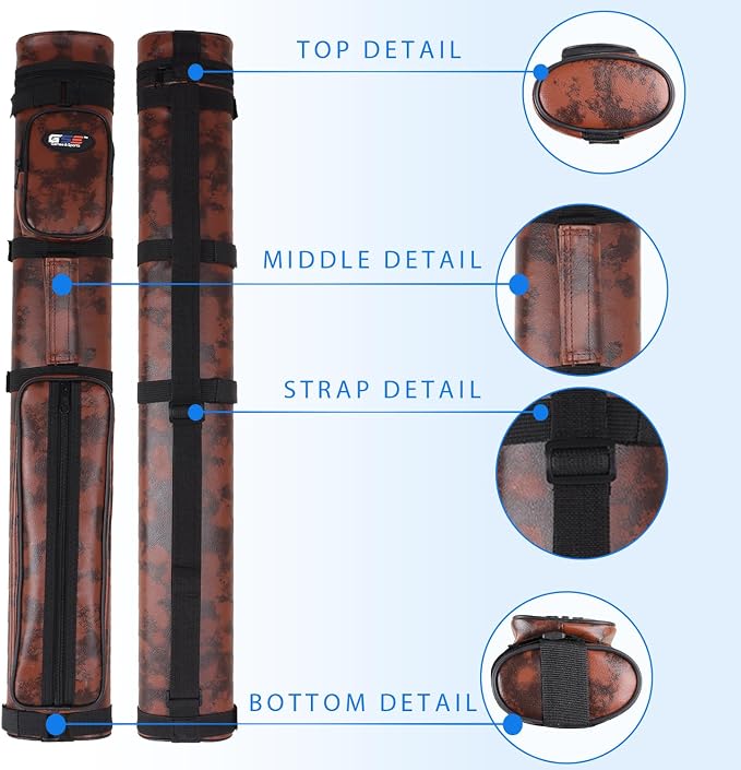 GSE Games & Sports Expert 2x2 Deluxe Hard Billiard Pool Cue Stick Carrying Case, Billiard Cue Case, Billiards Accessories (Several Colors Available)