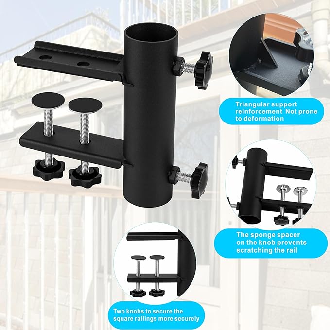Patio Umbrella Clamp Deck Umbrella Stand Bench Buddy Umbrella Holder Clamp Beach Fishing Umbrella Mount Chair Clamp for Decks,Chairs,Docks,Pontoons,Flagpole,Picnic Tables,Beach Courtyard Balcony