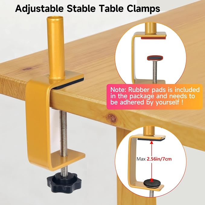 Over The Table Rod Stand with Clamps Adjustable 47"-98" Length 30"-43" Height Gold Table Arch Stand Hanging for Decoration Flowers Display Wedding Birthday Party Halloween Christmas