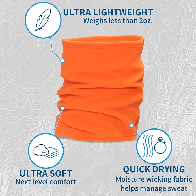 Hunter Orange Winter Running Set: Reflective Beanie + Micro-Fleece Neck Gaiter