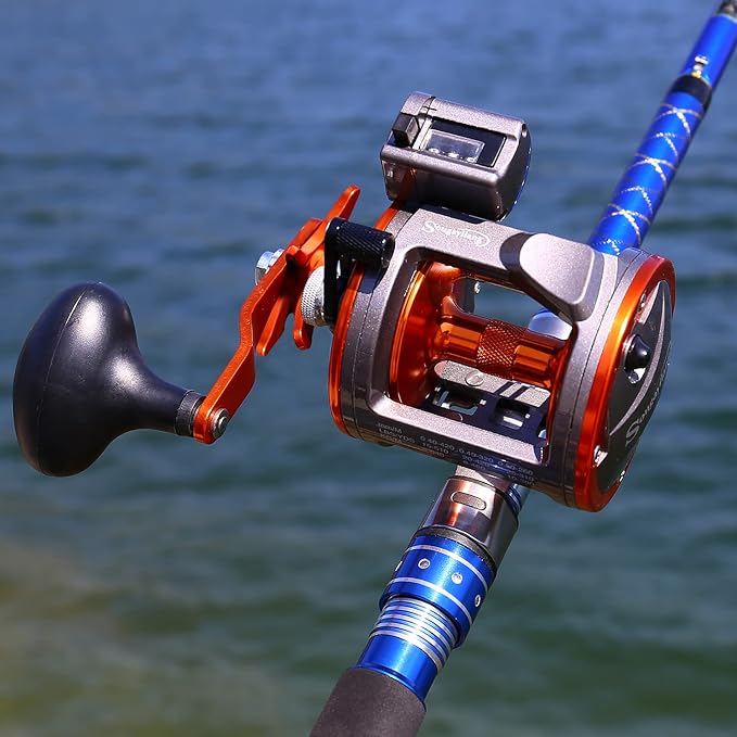 Sougayilang Line Counter Trolling Reel Conventional Level Wind Fishing Reel