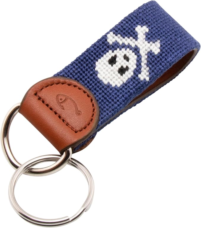 Leather Hand-Stitched Needlepoint Key Fob or Key Chain