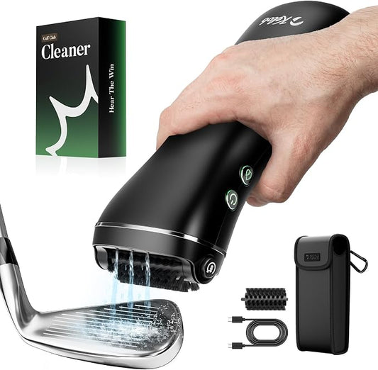 KELOB Electric Golf Club Cleaner Brush – 360° Auto-Rotating, 100ml Water Tank, 2000mAh Type-C Rechargeable, 2-Speed & 2 Brush Heads – High-Pressure Spray for Grooves, Ideal Golf Gift