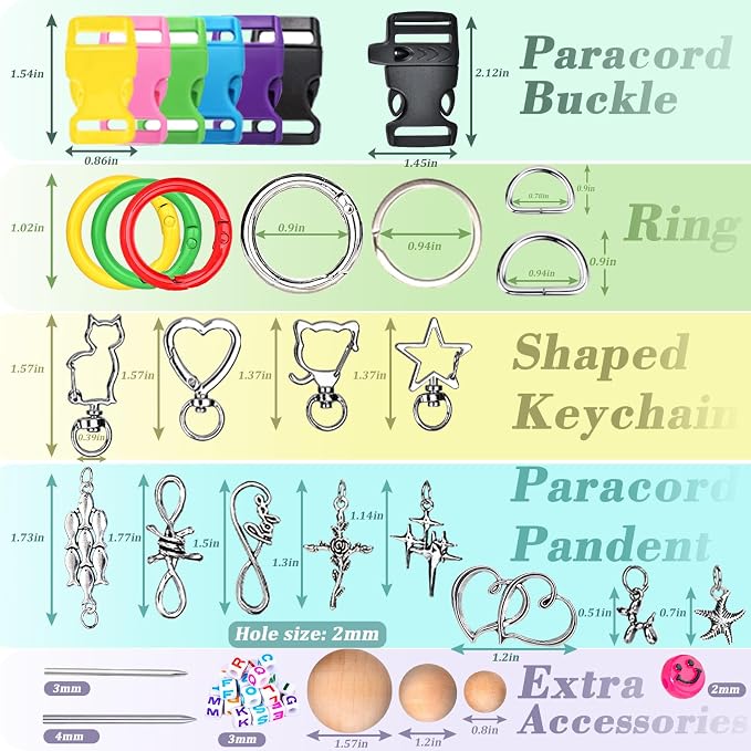 WEREWOLVES Paracord Bracelet Jig Kit - 4MM, 3MM, 2MM Parachute Combo Kit, 10FT Rope Complete Accessories and Paracord Jig Bracelet Maker (Colorful, 10FT-35 Color)