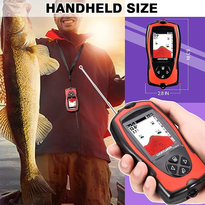 LUCKYLAKER Sonar Kayak Fish Finder Portable Water Handheld Depth Finder Boat Transducer Wireless Fish Finders Sea LCD Screen Fishing