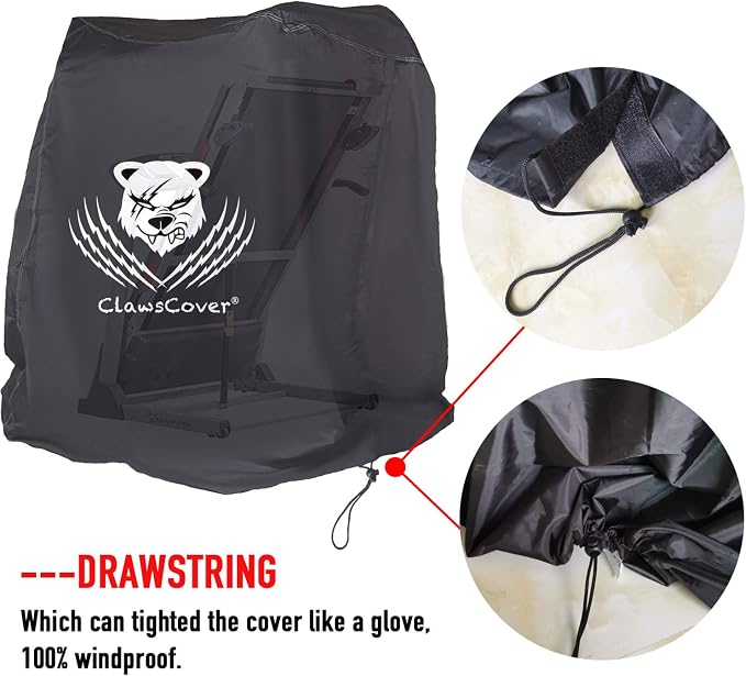 ClawsCover Treadmill Cover Waterproof Dustproof Running Machine Cover Exercise Workout Equipment Protective with Windproof Drawstring and Air Vents for Home Gym Indoor Outdoor