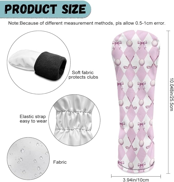 Rnyleeg Golf Club Head Covers for Women Driver Head Cover Leather Fairway Wood Headcover Hybrid Headcovers for Golf Clubs