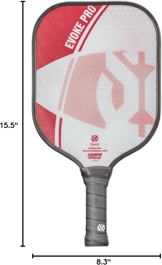 Onix Evoke Pro Composite Face Incredible Touch Maximum Control and Spin Pickleball Paddle – Polypropylene Honeycomb Core with Protective Edge Guard Widebody Shape