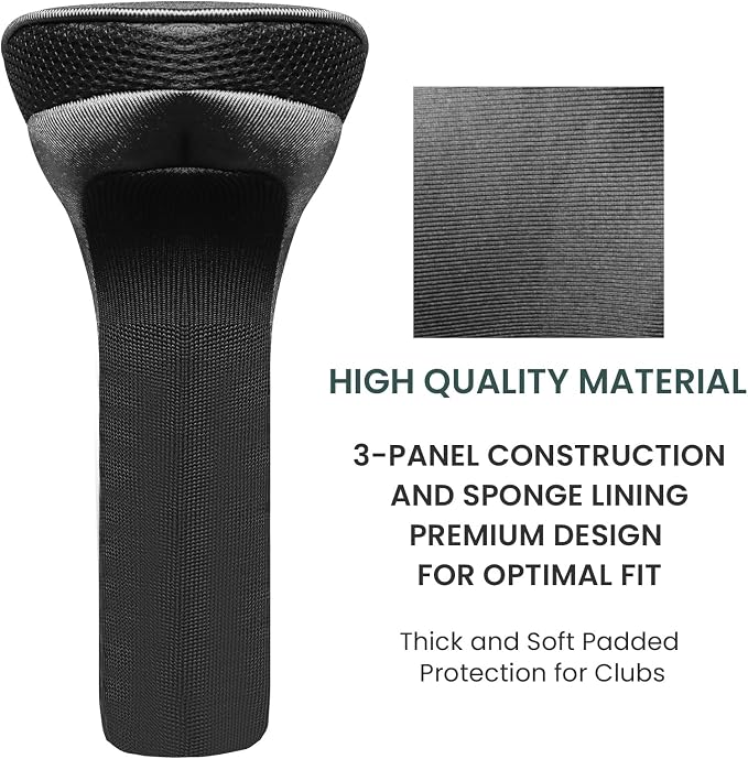FINGER TEN Golf Club Head Covers for Woods Driver Fairway Hybrid Value 3/5 Pack, Long Headcover Interchangeable Accessories for Ultimate Club Protection