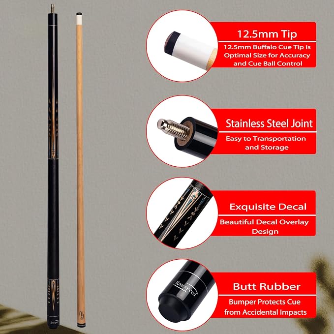 Pool Cue Stick Low Deflection Shaft Billiard Cue Stick with Hard Case 19-20 oz Professional Pool Stick