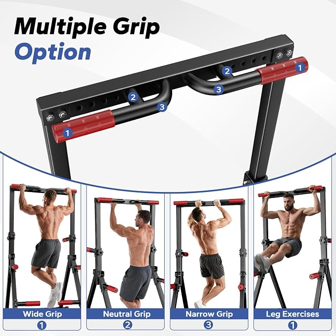 Foldable Pull Up Bar Free Standing, Strength Training Pull-up Bars Adjustable Pull Up Station, Power Tower Pull Up Bar MultiFunction Pull Up Dip Station Workout Equipment For Home Gym Support 480 LBS