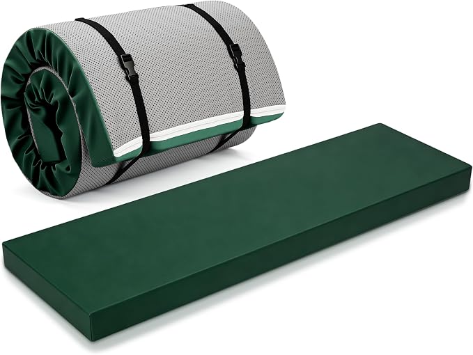 Lyrow 3 Inch 72"x 24" Thick Foldable Yoga Mat with Carry Strap, Non-slip Portable Foam Gym Mat for Yoga, Pilates and Stretching