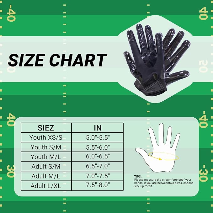 Football Gloves for Youth and Adult Men,Sticky Adhesive Palms Receiver Gloves,Grip Boost Flag Football Accessories Gifts for Family and Friends