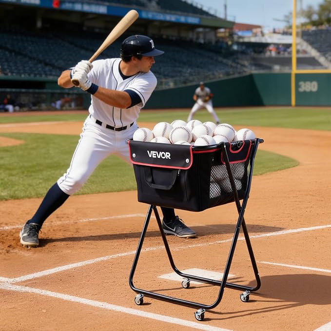VEVOR Tennis & Pickleball Hopper Holds 200/175/150/120 Balls, 3-in-1 Tennis Foldable Pickleball Basket Cart for Easy Installation, Storage Bag for Tennis Training & Teaching