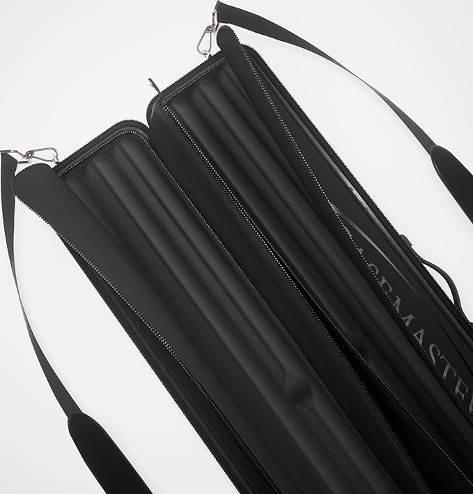 Casemaster Parallax 4x4 Billiard Cue Case, Holds 4 Butts and 4 Shafts, Foam-Padded Interior, 600D Oxford Fabric, Backpack Straps, Black