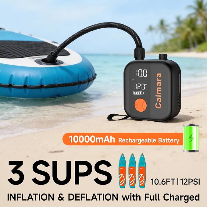 B1 Electric Paddle Board Pump,Rechargeable 10000mAh Cordless/12V DC 22 PSI High Pressure SUP Pump,Inflation & Deflation,Auto-Off for Stand Up Surfing Kite,Tent,Boat Gift for Men