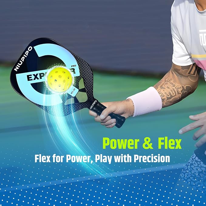 niupipo Pickleball Paddles Set of 2/4/1, USAPA Approved Carbon Fiber & Fiberglass Hybrid, Easy Power, Polypropylene Honeycomb Core, Cushioned 4.72" Grip, Bag/Cover, Pickleball Paddle Set for Men Women