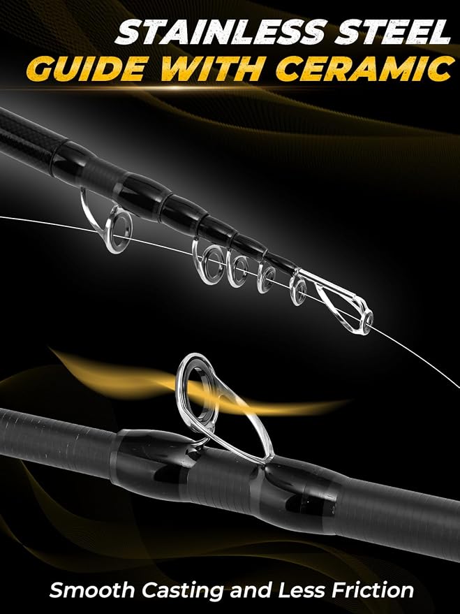 Jenseits 7FT Fishing Rod，Telescopic & 4-Piece Fishing Pole, Spin & Cast | 24T Carbon Fiber, Comfortable EVA Handle, Ceramic Guides, Bass, Trout, Catfish, Freshwater & Inshore，Fishing Gift for Men
