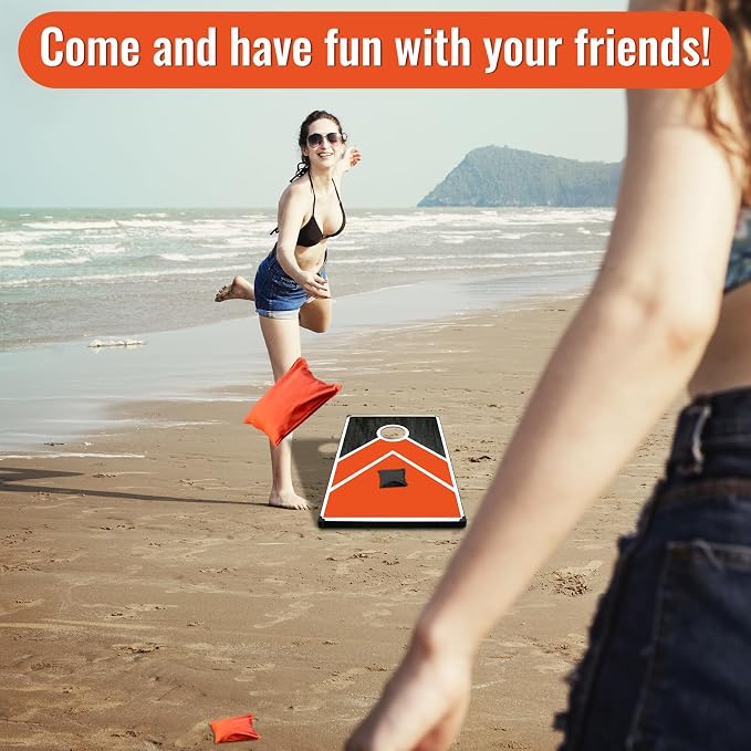 Cornhole Board Set, 3'x2' Cornhole Set, Corn Hole Boards Set, Lightweight Corn Hole Set Includes 2 Cornhole Boards, 8 Cornhole Bean Bags & Carry Case for Outdoor Games