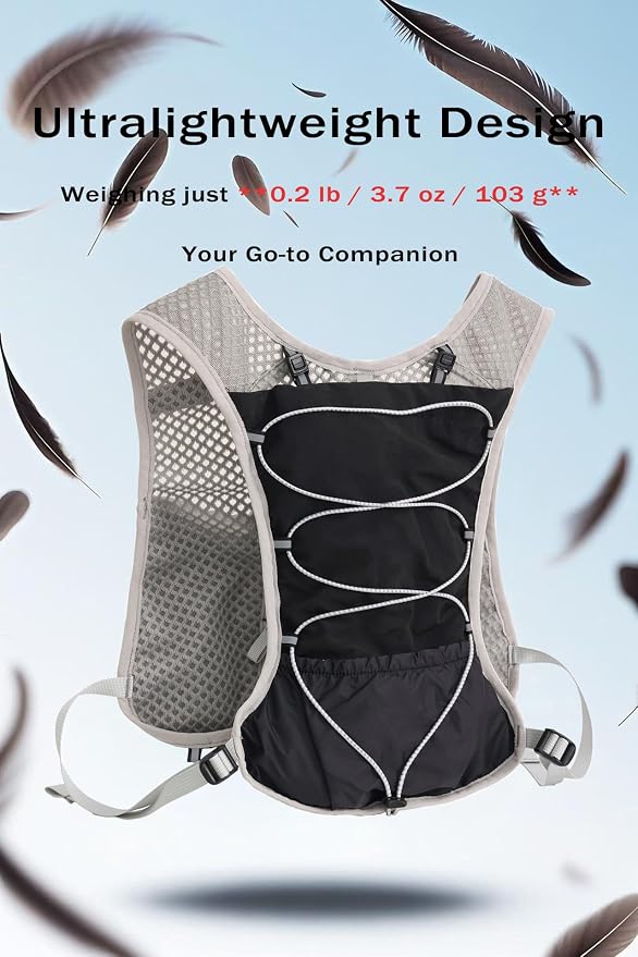 Hydration Running Vest for Women Men, Water Vest Backpack 2L, Lightweight Hydration Pack Water Backpack for Hiking, Trail Marathon Race