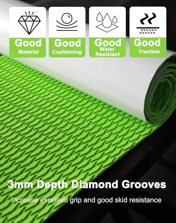 Hjdeck Universal Surfboard Pad EVA Foam Boat Flooring Decking Sheet Self-Adhesive Non-Slip Deck Grip Mat Marine Carpet for Yacht Boat Kayak Decking Golf Cart Fishing Boat RV Surfing Traction Pad