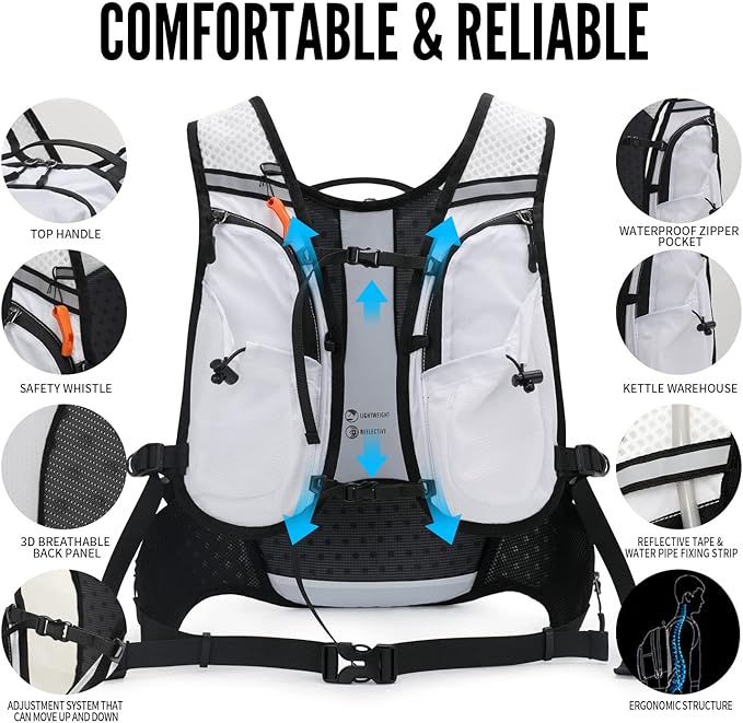 IX INOXTO Hydration Pack Backpack, Lightweight Water Backpack with 2L Hydration Bladder Daypack for Men Women,Running Hydration Vest for Trail Running Hiking Cycling Race Climbing