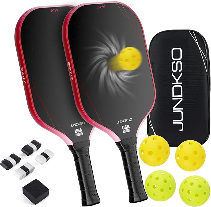 Pickleball Paddles Set of 2 - Composite Carbon Fiber Pickle Ball Paddle - USAPA Approved Pro Pickle Racket - Portable Outdoor Sports Equipment - Men's and Women's Training or Game Gift Set
