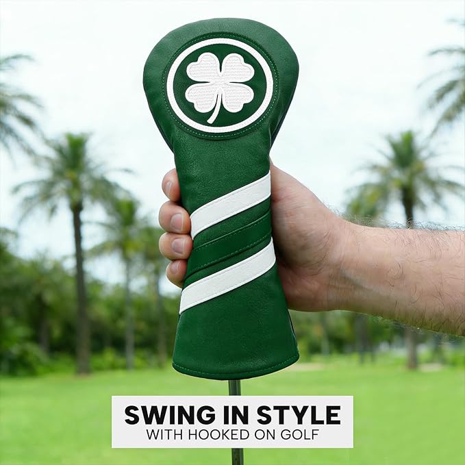 Headcovers, Leather Golf Club Covers, 1pc or 3pcs Set Lucky Clover Driver Headcover, 3 Wood Head Cover, Hybrid Rescue UT Headcover, Classic Golf Accessories