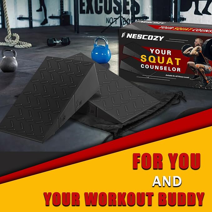 Squat Wedge Height-Adjustable Slant Board: 2Pcs Wide Wedges for Weightlifting Leg Glute Workout Improve Strength and Mobility for Gym Home
