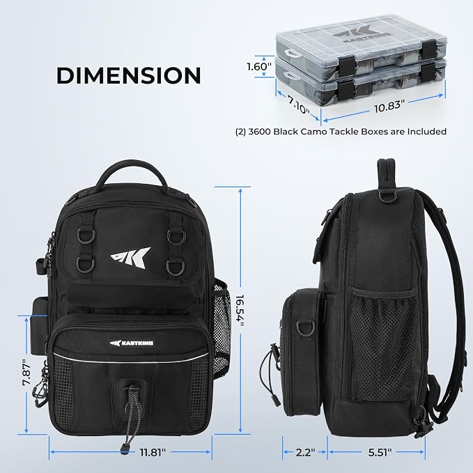KastKing BaitSpace Fishing Sling Bag, Fishing Backpack with Rod & Beverage Holder, Tackle Bag for Fishing Gear