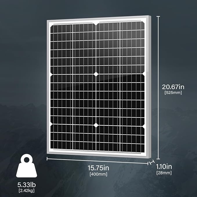 Newpowa 10BB 35W 12V Solar Panel High-Efficiency Monocrystalline PV Module Designed for Off Grid System, Charge Your Battery of RV, Boat, Camper, Trailer, Gate Opener