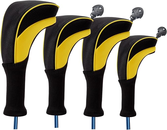 Wood Headcover Golf Club Covers Driver Headcovers Nylon Head Covers Designed to Fit All Woods - 3/4/5/6 Pack/Set Golf Accessories Suitable for Men and Women