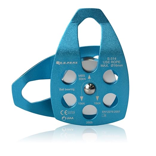 SEPEAK 30kN Large Rescue Pulley Sheave with Swing Plate CE UIAA, Portable Outdoor Climbing Pulley for Backyard Zipline,Fits Rope up to 16 mm/Holds Up to 6750lbs