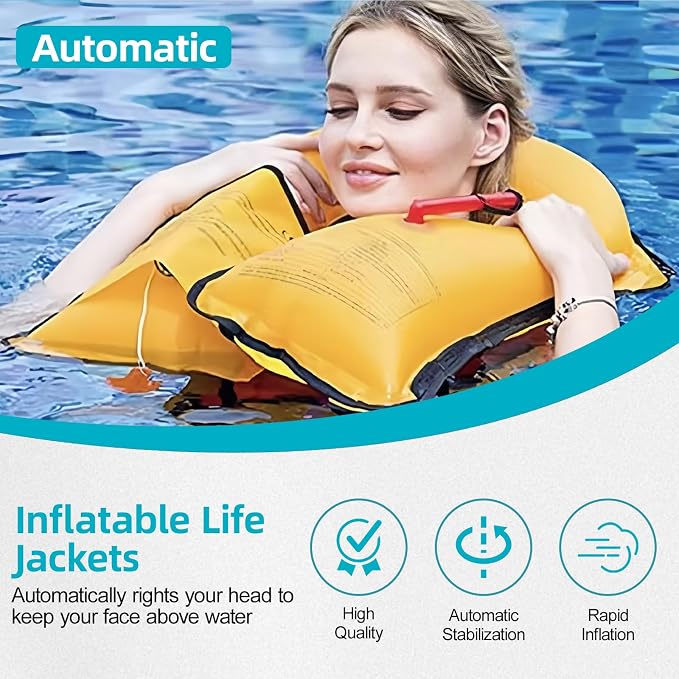 Automatic Inflatable Life Jacket | Inflatable PFD Jackets for Adults|Kayak Life Vest | for Outdoor Water Sports | Fishing Sailing | Jet Skiing | Supports up to 330 lbs