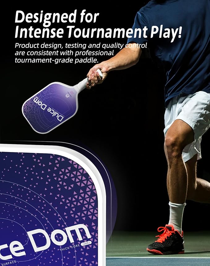 Dulce DOM Pickleball Paddles Set of 2/4 - USAPA Approved, 4 Indoor Outdoor Pickleball Balls, Fiberglass Surface Paddle Racket with Cover Bag, Ideal Training Equipment Gift for Men & Women