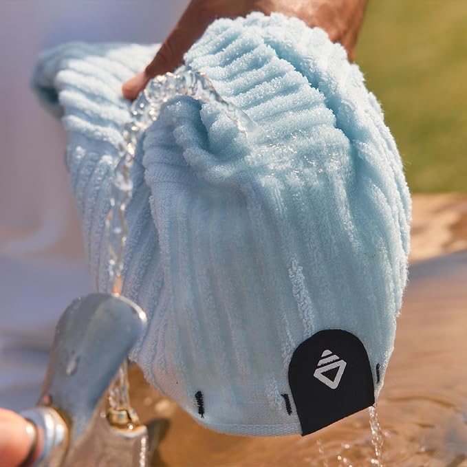 Nomadix Golf Towel Set – Premium Microfiber Golf Towels for Clubs & Balls – Ultra Absorbent, Quick Dry, Sand Resistant – Durable Waffle Weave Golf Cleaning Towel with Clip (Fairway Pale Blue)