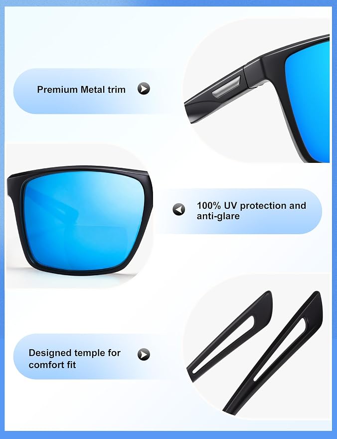 EYEGUARD 2 Pack Bifocal Reading Sunglasses for Men,Sports Sun Readers UV400 Protection Outdoor Driving Reading Glasses