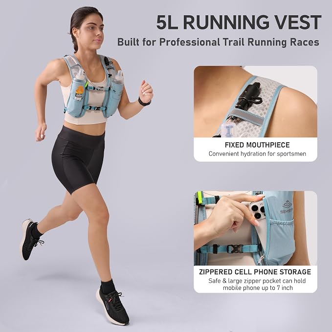 Running Hydration Vest 5L,Running Vest Pack with 1.5L Water Bladder,Lightweight Water Backpack for Hiking Running Cycling