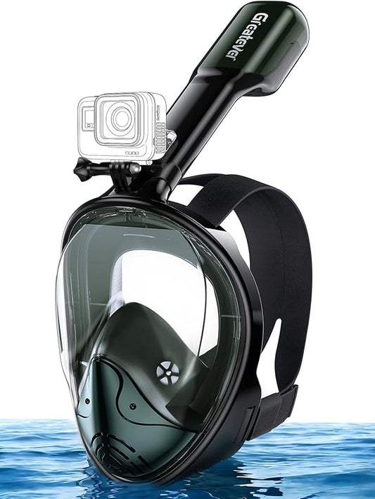 Greatever Full Face Snorkel Mask, Snorkeling Gear for Adults with Latest Dry Top Breathing System and Detachable Camera Mount, Foldable Snorkel Mask Adult, Snorkels Anti-Fog & Anti-Leak