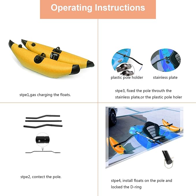 PVC Inflatable Kayak Outrigger Float Portable Higher Stability Balancing Canoe Outrigger Kit Balancing Boat Accessory