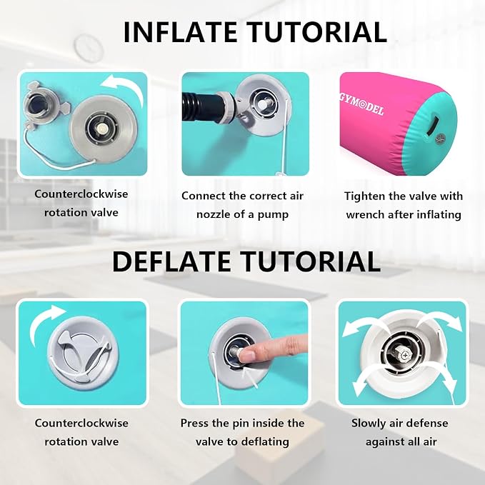 Air Roller Gymnastics Barrel Inflatable Tumbling Roller Air Mat, Air Barrel Gymnastics Tumble Track Mat with Pump for Backhandspring/Training Cheerleading/Yoga/Home and Outdoor Use