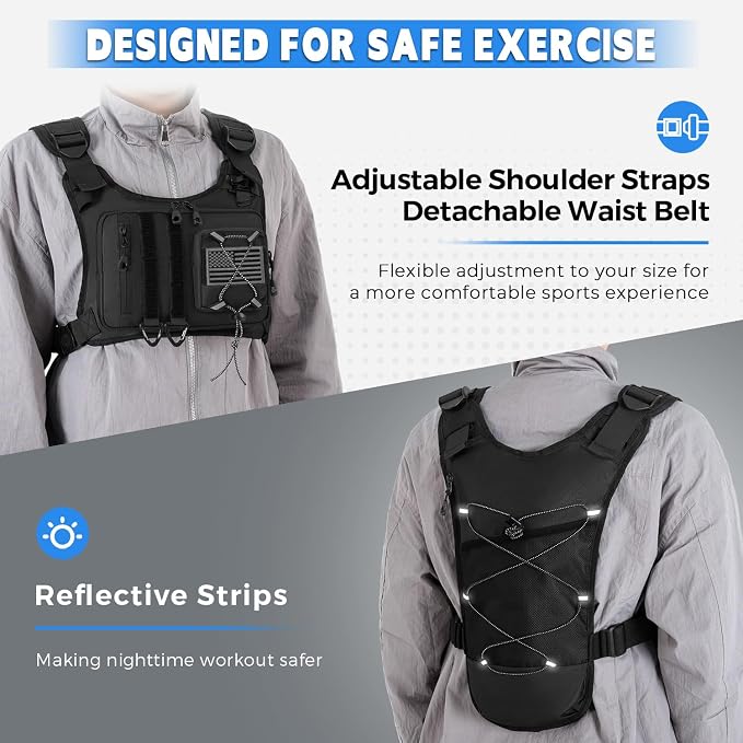 Outdoor Hydration Vest for Running & Hiking, Lightweight Breathable Water Backpack with 2.0L Bladder, Bounce-Free Chest Pack for Marathon, Cycling, Trekking for Men and Women
