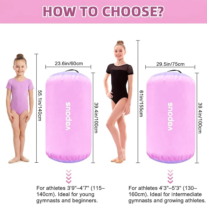 Vapaus Gymnastics Air Barrel Inflatable Tumbling Roller Mat Back Handspring Trainer Air Roller Tumbler Octagon Barrel Gymnastics Equipment for Tumble Track Cheerleading Yoga Training Durable AntiSlip Double Seal Without Pump