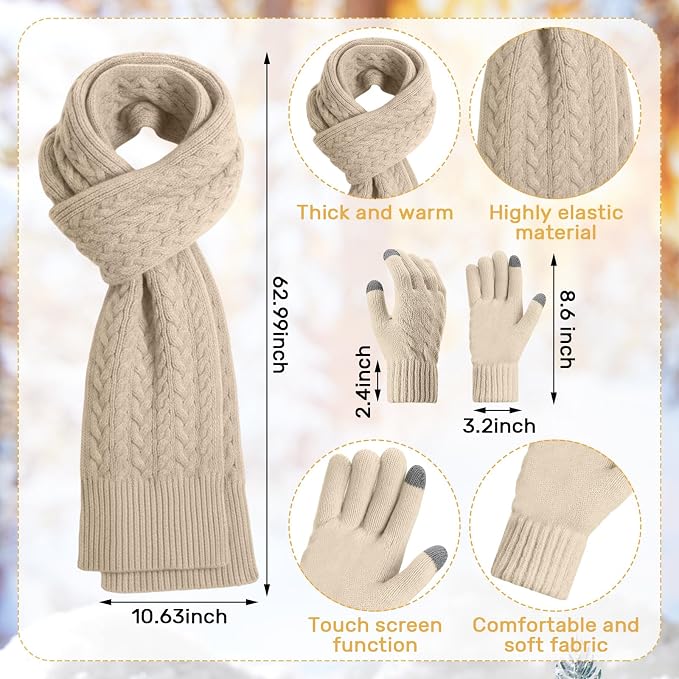 16 Pcs Women Hat Scarf Gloves Ear Muffs Set Winter Knitted Pom Beanie Hats Scarf Touch Screen Gloves for Men Adult Homeless