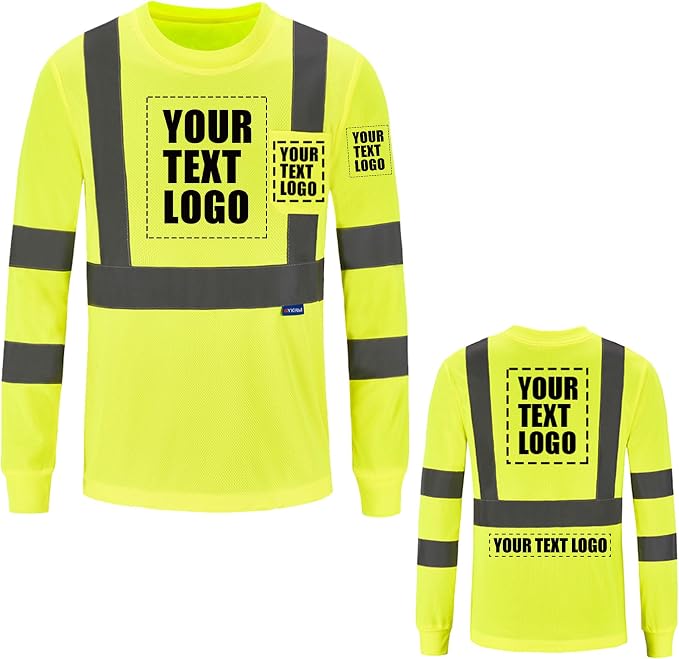 A-SAFETY Safety Shirt,High Visibility Work T Shirt Long Short Sleeve Class 3 (XS-6XL)