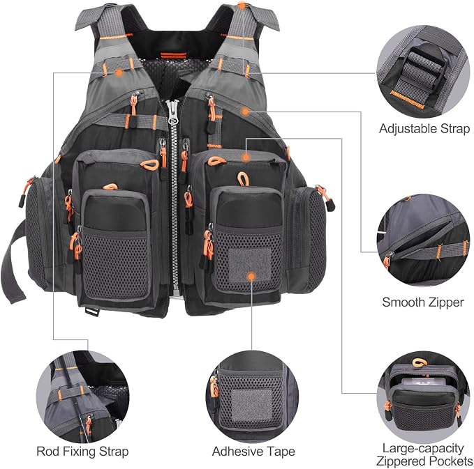 Lixada Fly Fishing Vest Fishing Jacket Breathable Polyester Mesh Design Fishing Vest