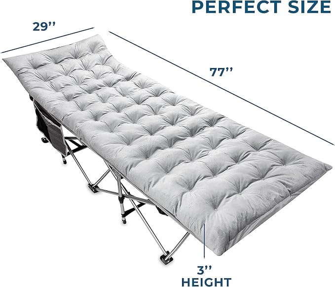 Zento Camping Cot Mattress Foam Pad for Adults – Thick Soft Ultra Comfort Sleeping Pad for Traveling Hiking Outdoor or Indoor Use – Lightweight Easy to Carry Foldable Waterproof Adult Cot Mattress