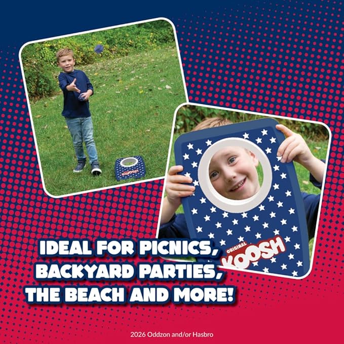 Koosh Double Kornhole 4th of July - Cornhole Set for Kids - Outdoor Toys for Boys and Girls - Perfect for Beginners - Preschool Toys, Easy Storage, 2 Kornhole Board, 6 Koosh Balls Included, Ages 5+
