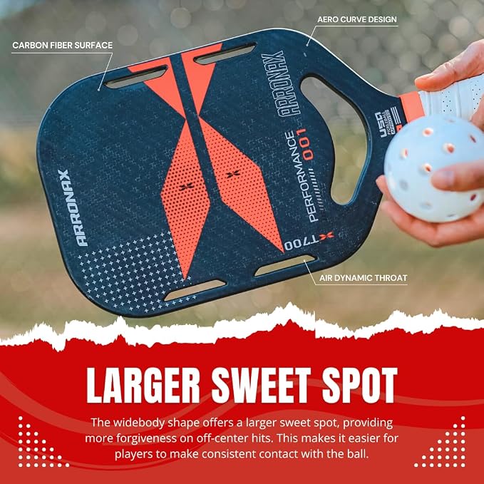 Arronax 16mm Thermoformed Carbon Fiber USA Approved XT700 Pickleball Paddle for Beginners and Seasoned Player Black